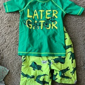 Carters 4t swim trunks with matching rash guard